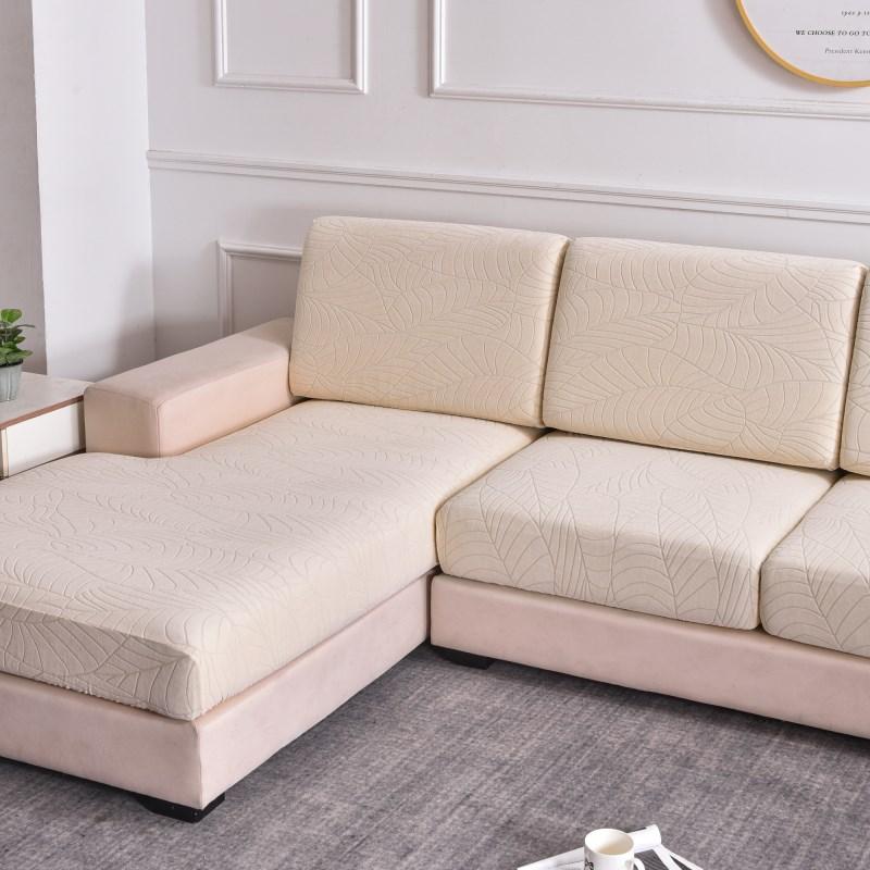 Jacquard Water Resistant Seat Cushion Cover Elastic Grey Sofa Cover For Living Room Furniture Protector For Pets Kids Removable