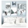 Landscape Pine Forest Snow Elk Nordic Posters And Prints Wall Pictures For Living Room Decor Wall Art Canvas Painting Winter