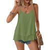 Women Sleeveless Double Layer Camisole Top Solid Color Strap Summer Casual Loose Fit Lightweight Blouse