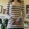Women's Red and Grey Shirt Striped Long Sleeve Tops Grunge 2000s Fall Ribbed Soft Shirts