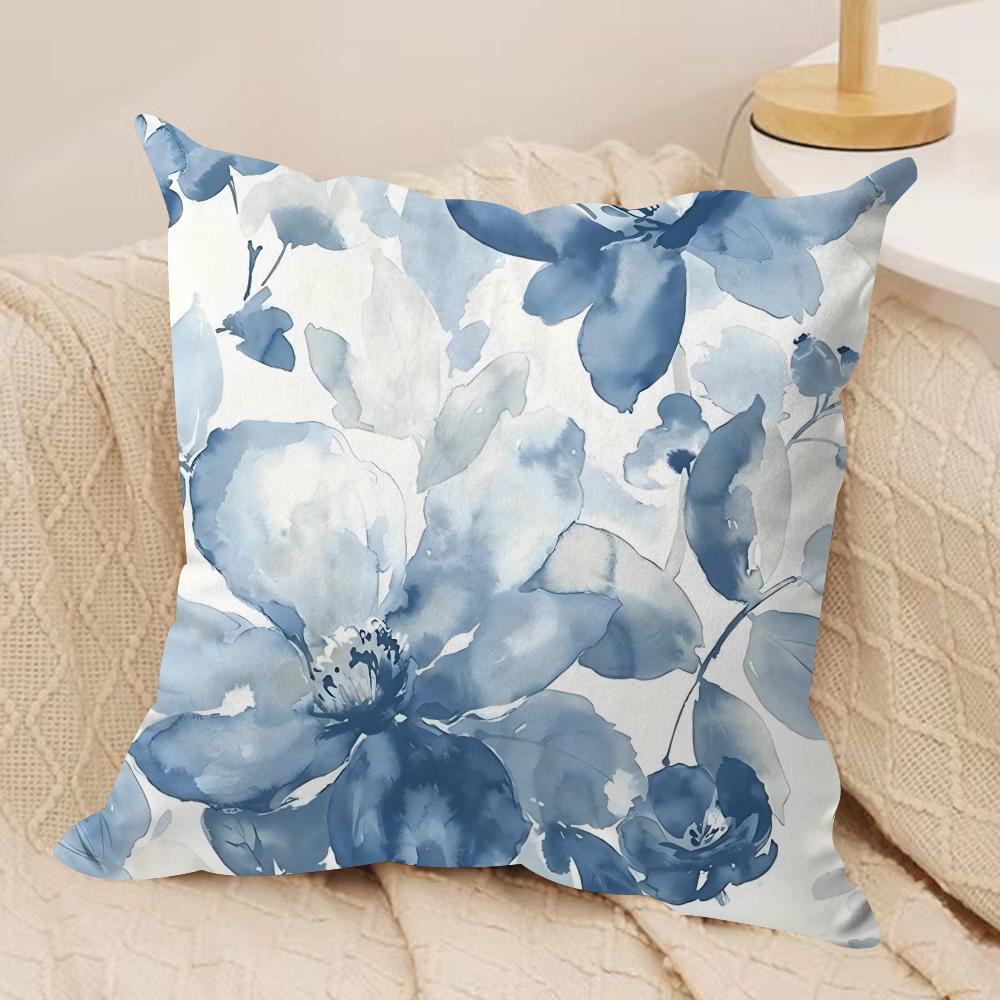 Painted Blue Print Creative Cushion Cover Soft Plush DoubleSided Sofa Pillow Cushion Cover  AllSeason Durable Decor Gift