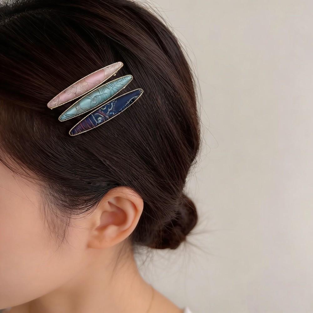 Gold Silk Fabric Songzhen Hair Clip Chinese Style Silk Hair Clip Vintage Pearl Inlay Hairpin Girls