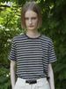 Raye Lima Stripe Cotton T-Shirts (Charcoal Gray)