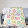 Bear Gummy Candy Cartoon Digital-printed Polyester Bedroom Velvet Flannel Soft Sofa Cover Blanket Fleece Sofa Cover Blankets
