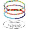 Colorful Beads Anklets Summer Beach Boho Women Elastic Rope Chains Adjustable Ankle Bracelet Beach Jewelry Vacation Accessories