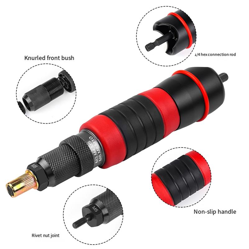 A23I-M3-M10 Electric Rivet Tool Drill Adapter Grade DIY Plug-In Nut Quick Riveting Tools Kit With Rivet Nuts