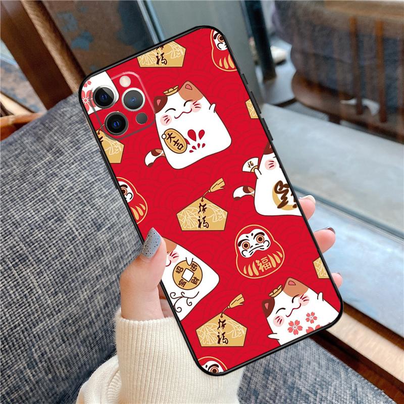 Maneki Neko Lucky Money Cat Case For iPhone 14 15 16 Pro Max 11 13 12 Mini X XR XS Plus Soft Cover Shell