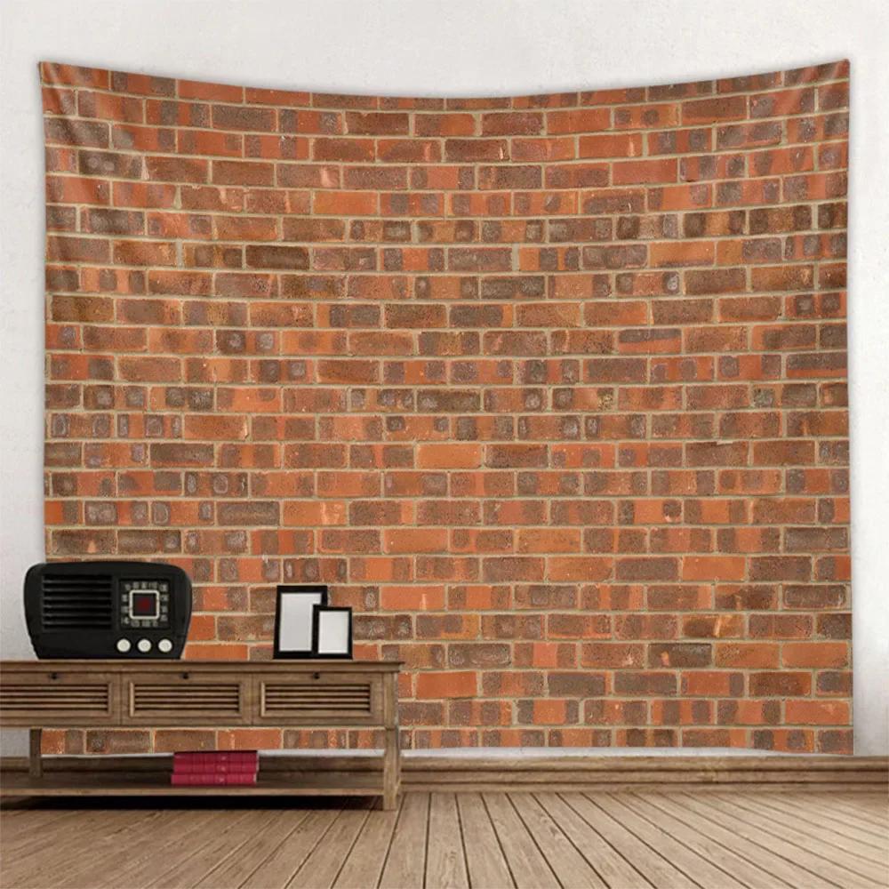 

Brick walls wooden boards decorative tapestries wall hanging colorful stone walls retro art background living room bedroom 74x94cm(29x37in)