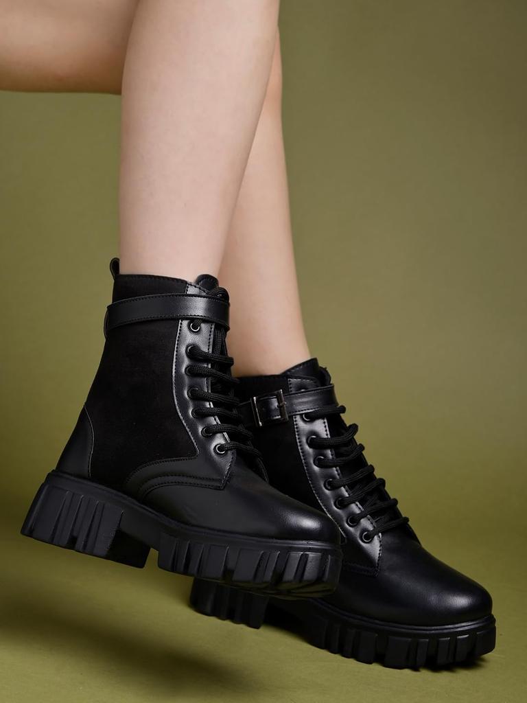 Shoetopia Damskie Krótkie Botki na Grubym Obcasie z Antypoślizgową Podeszwą, Wygodne Modne Botki na Kostkę | Miękka Amortyzująca Podeszwa | Do Noszenia na Co Dzień, Na Imprezę i Zimą