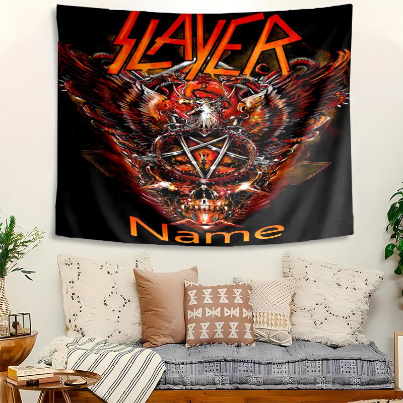 Personalized Slayer logo Background Tapestry,Custom Name Birthday Party,Multifunctional Wall Decoration for Home Decor,Various Occasions