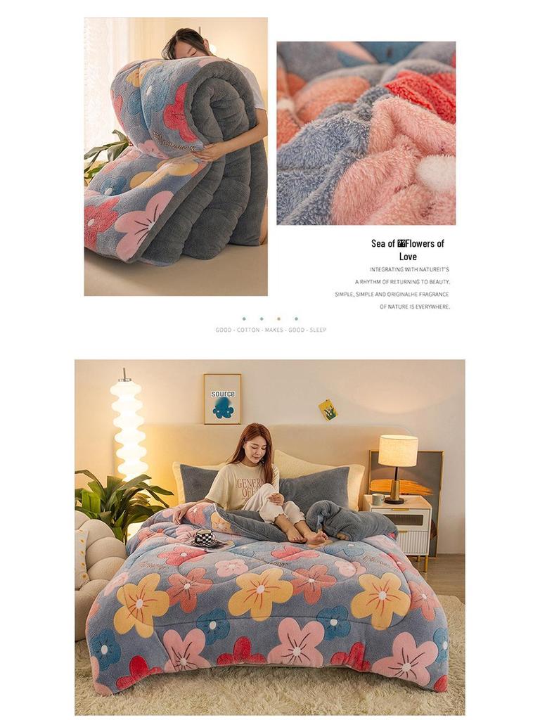 Thickened Winter Coral Fleece Blanket with Snowflake Design for Dormitory Mattresses