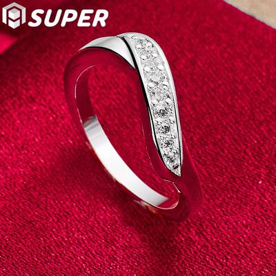 925 Sterling Silver Twisted AAA Zircon Ring Jewelry