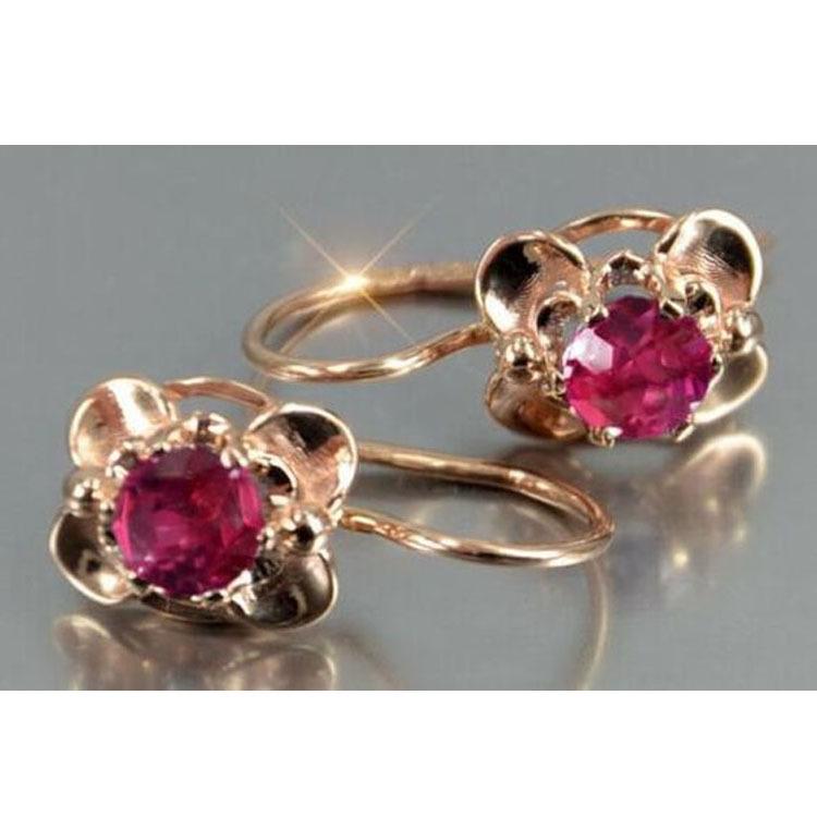 Chenrui Zircon Gem Flower Multi-layer Retro Earrings