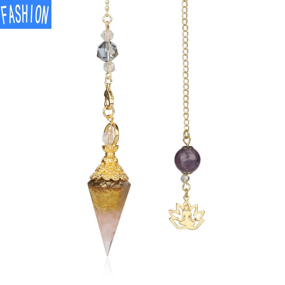 Mixed Aura Natural Spirit Pendulum Crystal Pendant Yoga Gold-plated Buddha Meditation Idea Concentrated Jewelry