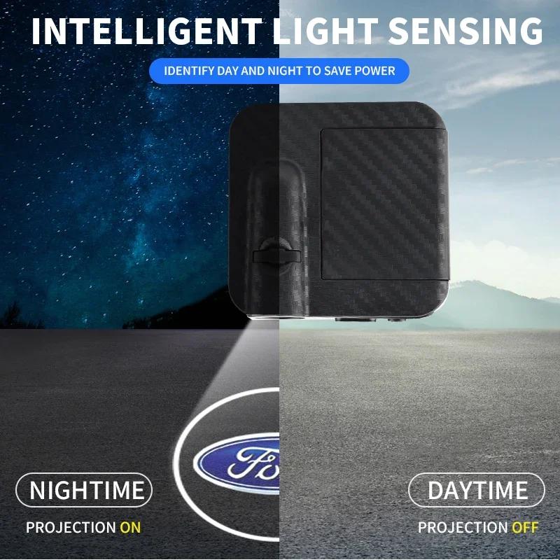 Luce di Benvenuto LED per Portiera Auto Luci di Cortesia per Gradino Lampada con Emblema Laser per Ford Ranger Focus Kuga Mustang Mondeo Fusion Esco