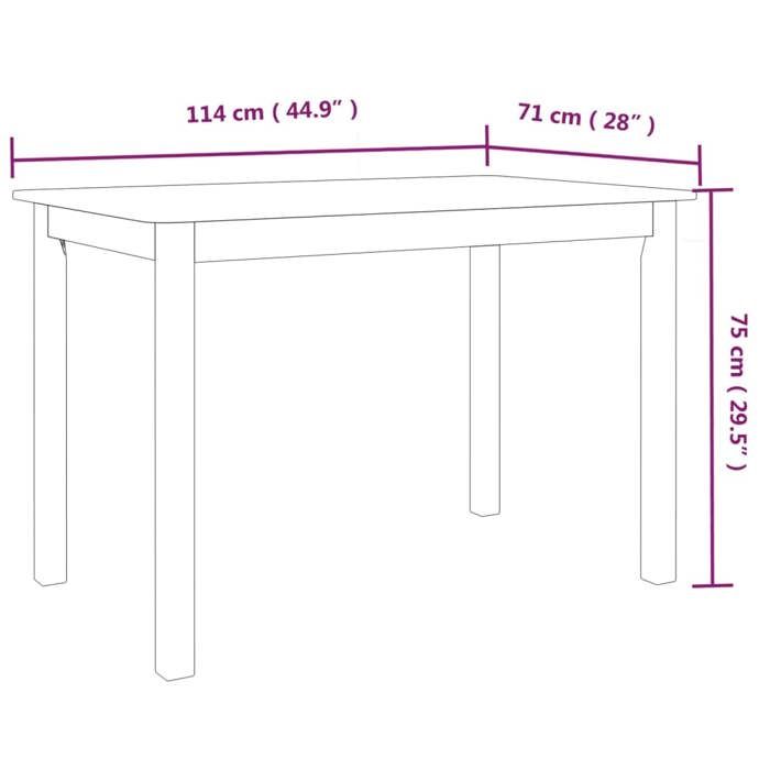 VidaXL Dining Table White and Brown 114x71x75 Cm Solid Hevea Wood