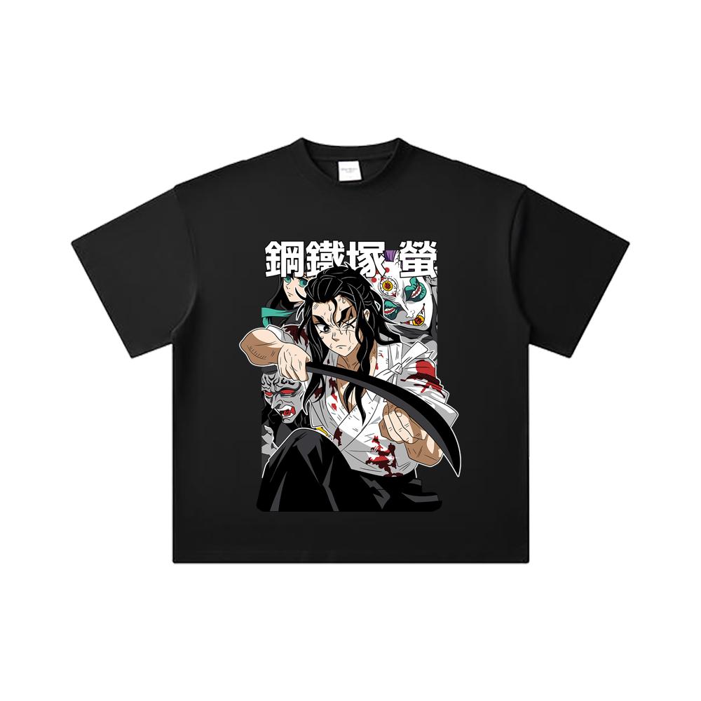 260 GSM Double Yarn 32 Count 100% Cotton Demon Slayer V27 Haganezuka Print Unisex Heavy Cotton T Shirt