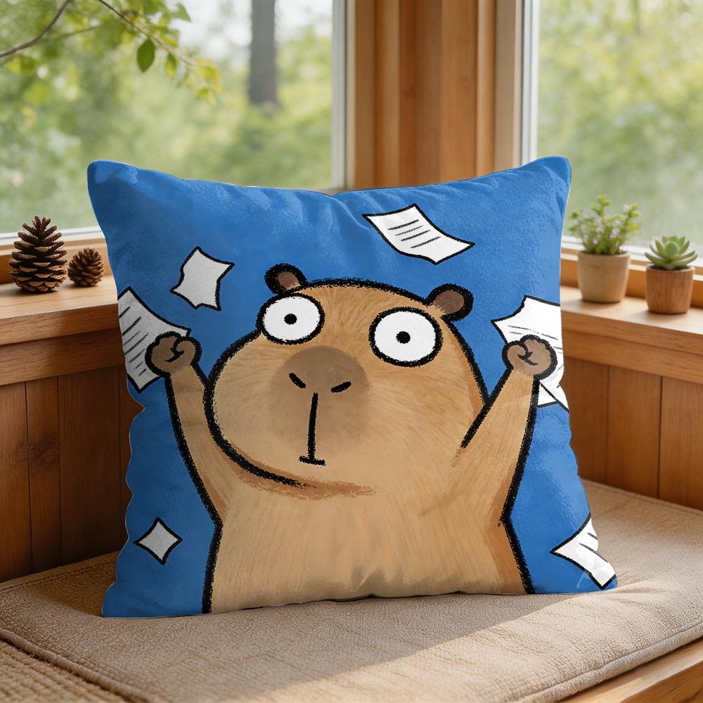 Cute Kicapara Cartoon Cushion Cover Silky Short Plush Invisible Zipper Dustproof Sofa Pillow Case For Home Decor