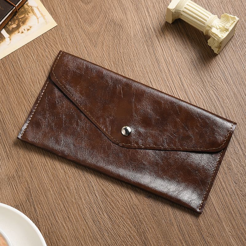 

Women Ultra Thin Leather Wallet Money Clip Retro Phone Holder Bag кавовий