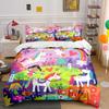 Rainbow Unicorn Fairy Tale Scene Bedding Set for Kids Luxury Gift 3pcs Digital Print Comforter Set Soft Comfortable Breathable