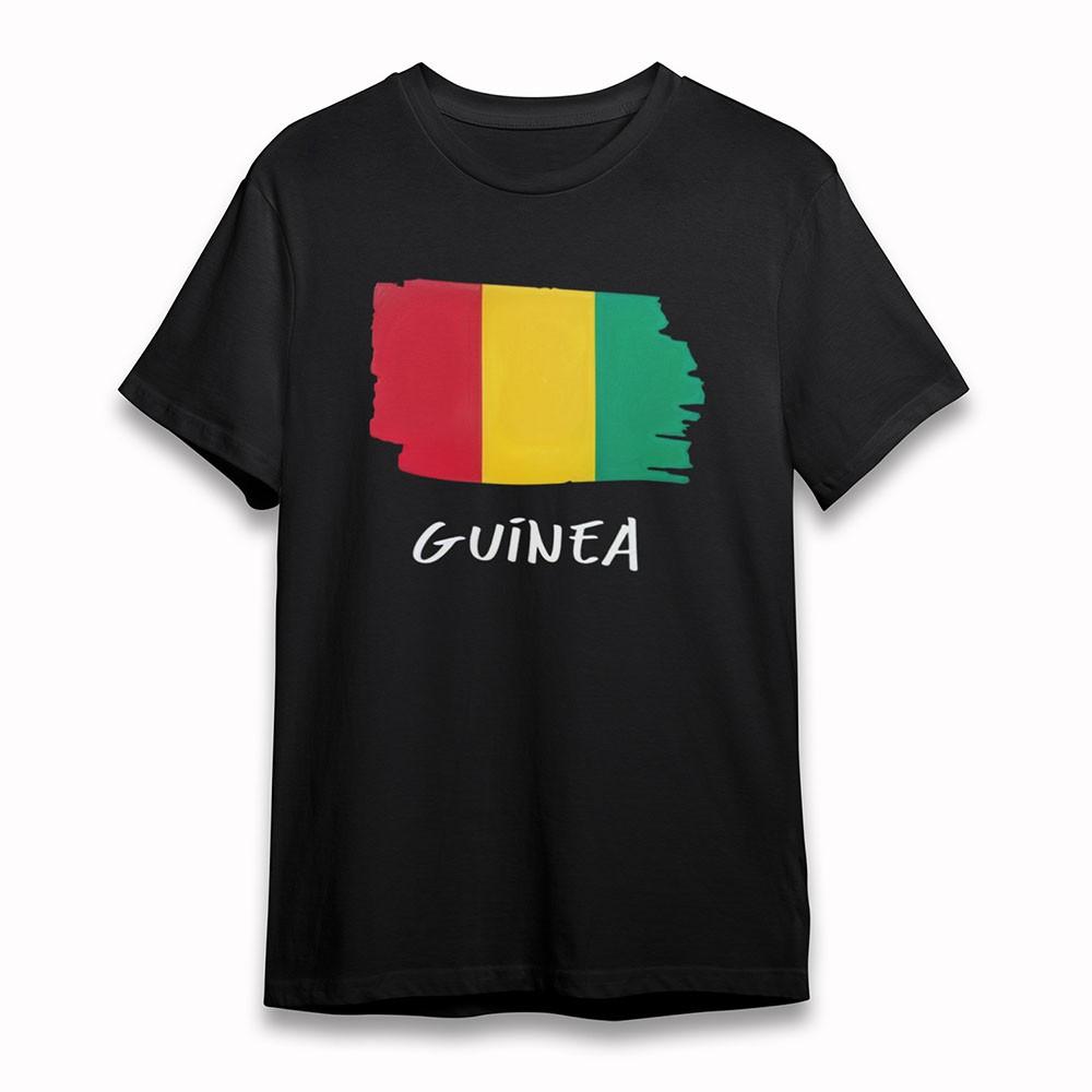

Women s Soft Cotton T-Shirt Guinea Vertical Stripe Flag Short Tee Oversize Black 4XL
