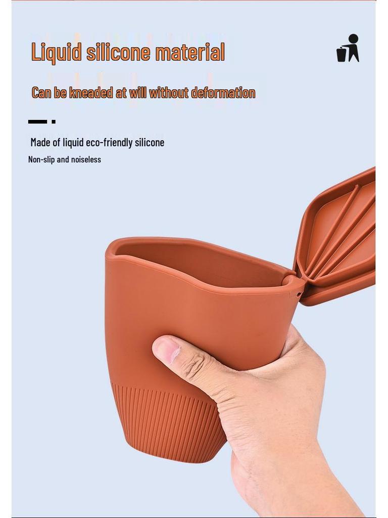 Cubo de Basura de Silicona para Coche - Compacto, Mini Contenedor de Almacenamiento Sellado para Interior de Coche