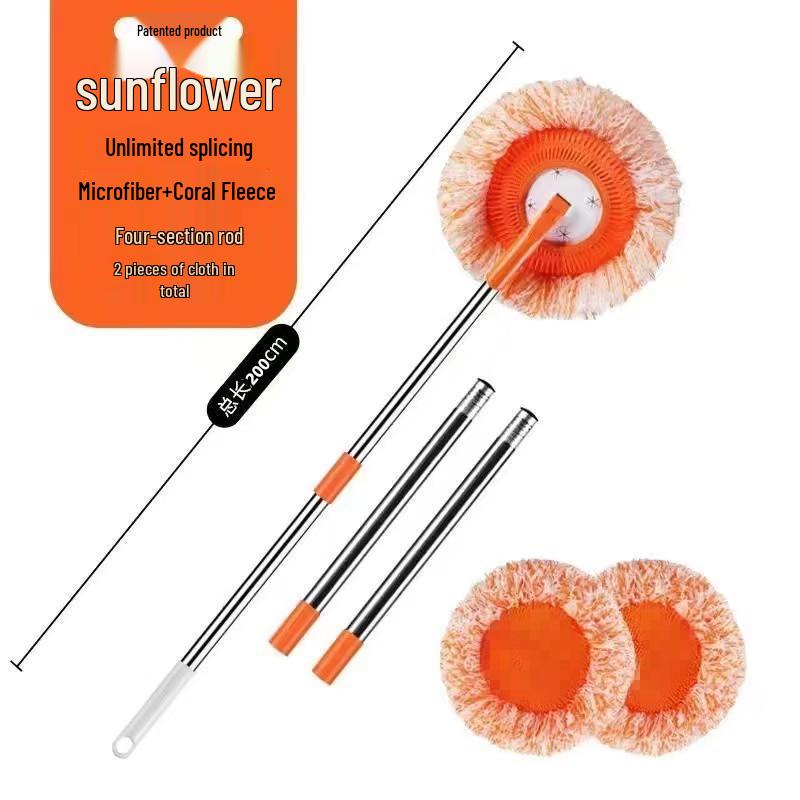 Mop Telescopic Rotativ Floarea-Soarelui pentru Curățarea Podelei, Tavanului și Pereților