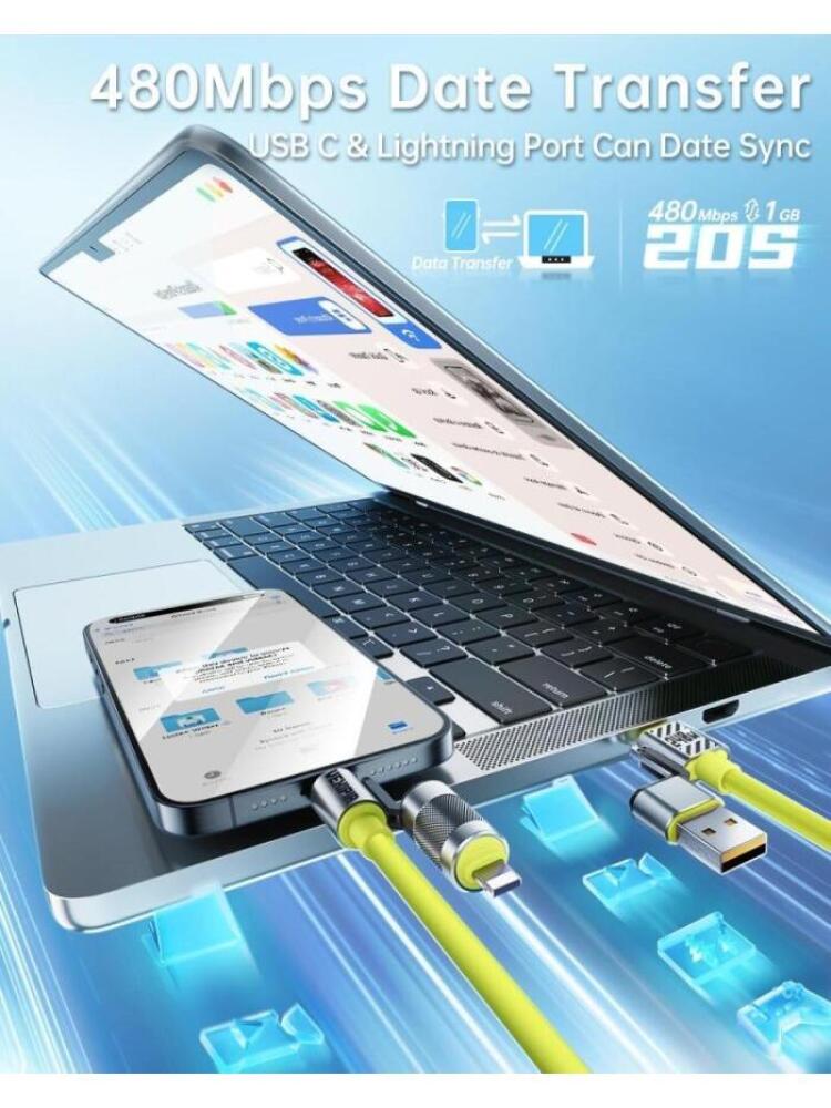 Max 240W 4-in-1 SchnellladekabelZwei Zug Zwei Ladekabel mit USB-A/Type-C/Lightning für Samsung Galaxy Handyzubehör