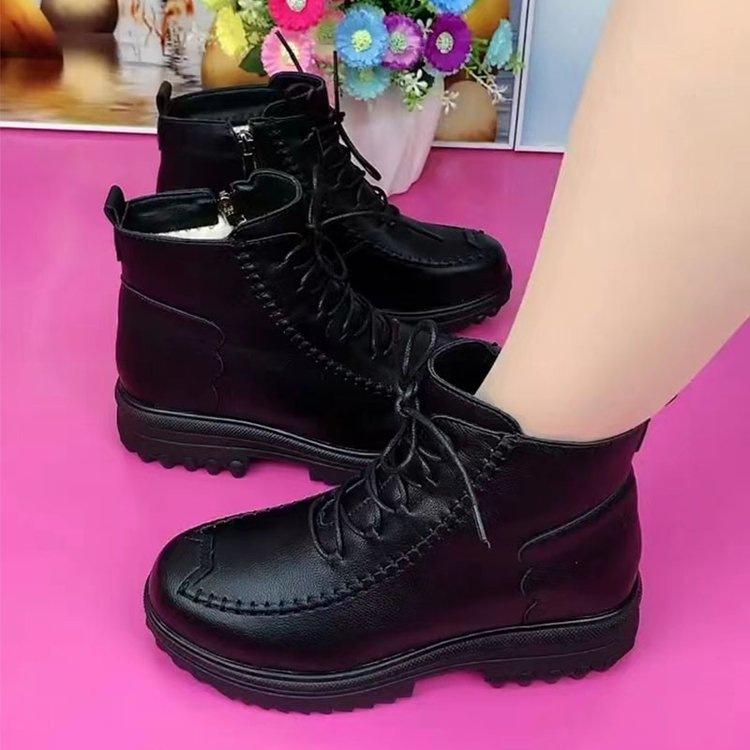 Non-slip velvet thick-soled Martin boots, new autumn and winter warm boots, soft-soled thickened flat-soled short boots, cotton shoes.