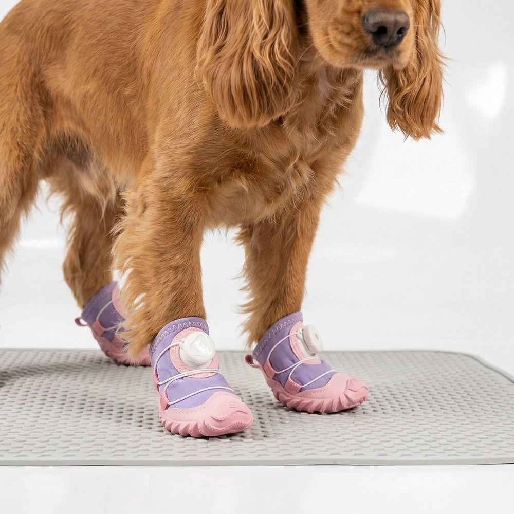 4PCS Anti-Slip Pet Mesh Boots Breathable Pet Paw Protector Wear-resistant Dog Sneakers Daily Wear