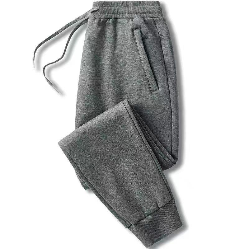 Men's Plus Size Fleece-Lined Jogger Pants - Cotton-Like, Loose Fit, Straight-Leg for Autumn & Winter