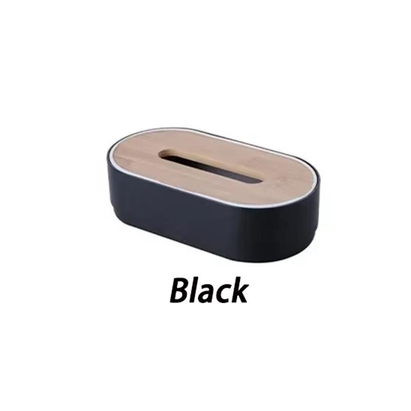 

1pc Oval Desktop Tissue Box Bamboo Wood Simple Nordic Style Tissue Paper Storage Box Napkin Storage Box Tissue Container чорний