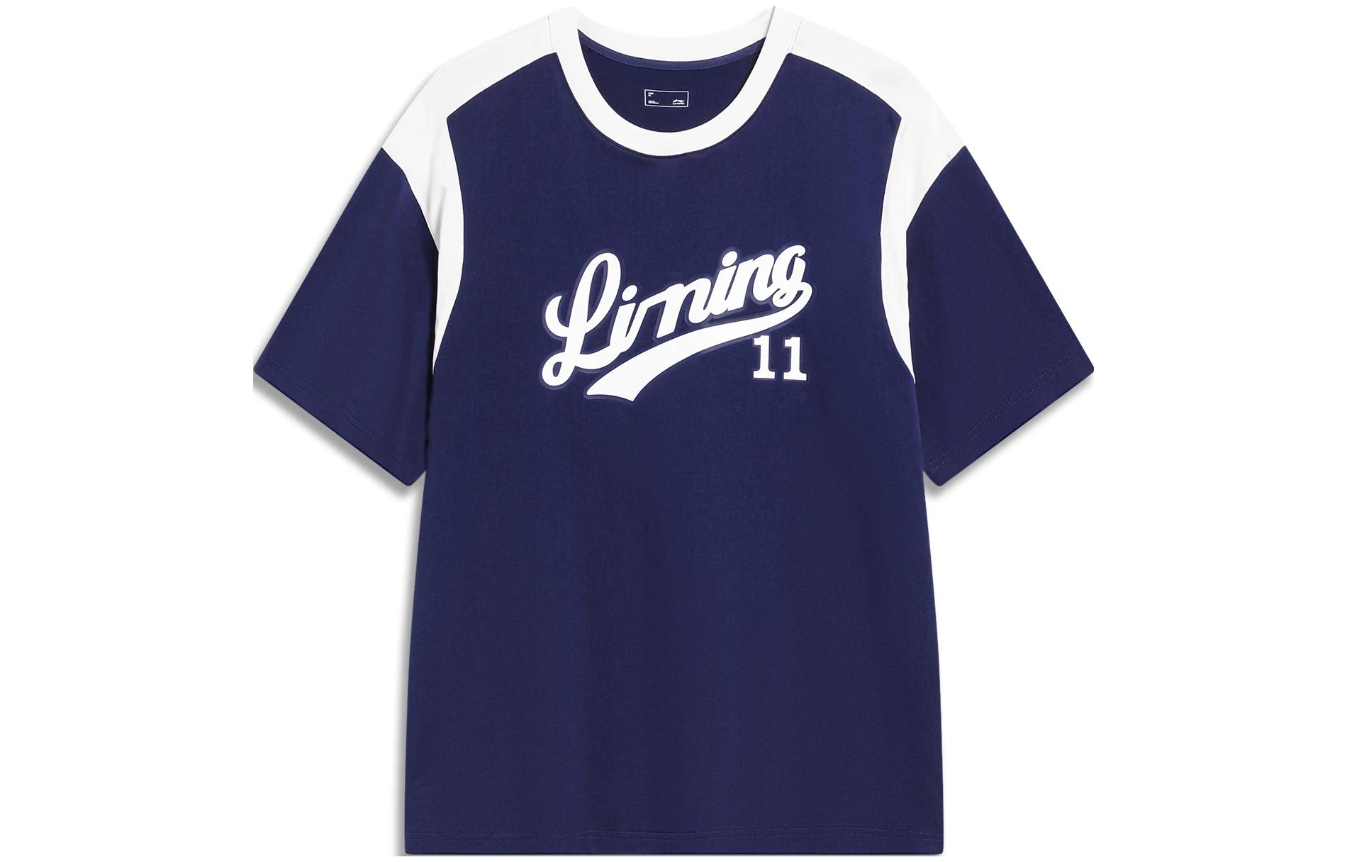 Li Ning Sports Fashion Collection T Shirt Unisex Dark Pea Blue AHST855-1 M