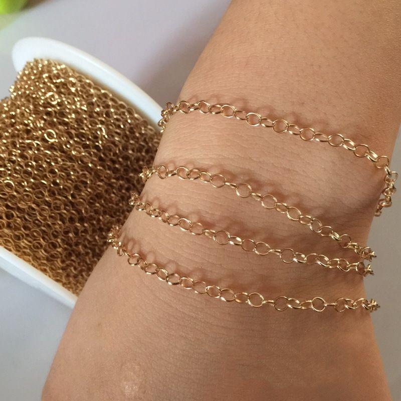 Vintage 14K Gold Filled 3.1mm Belcher Rolo Bulk Chain Spool for Women Bracelet Necklaces Jewelry Making