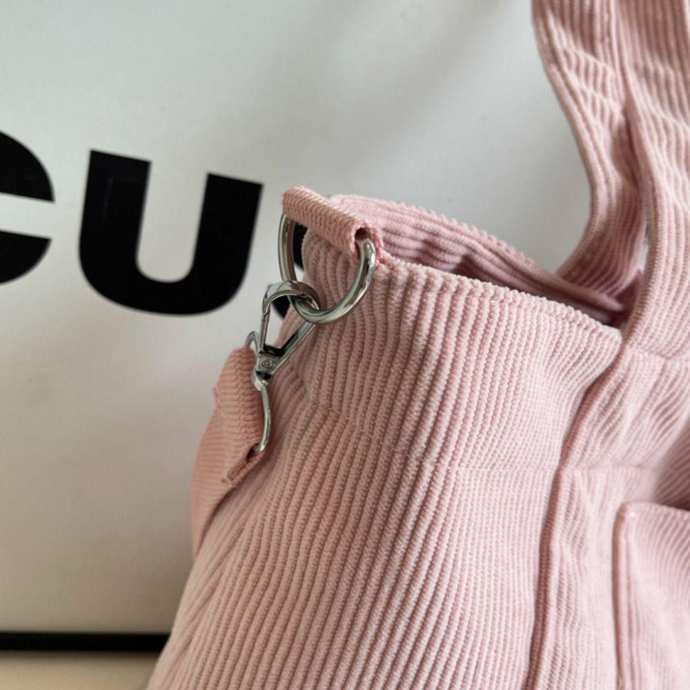 Solid Color Canvas Tote Bag Large Capacity Crossbody Bag Corduroy Shoulder Bag All-match