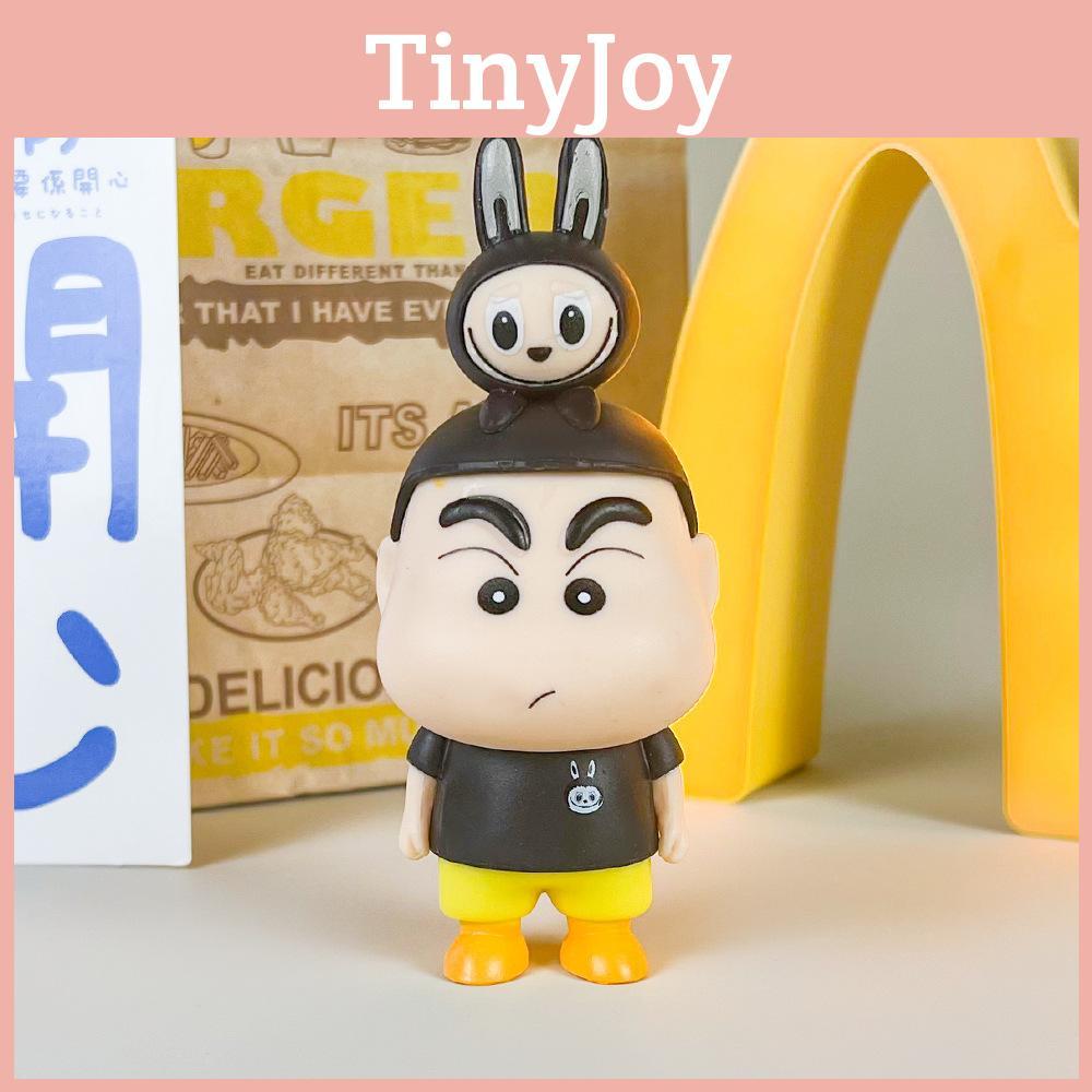 Crayon Shinchan Labubu Pvc Collectible Figure With Assembly For Desktop Decor Fans