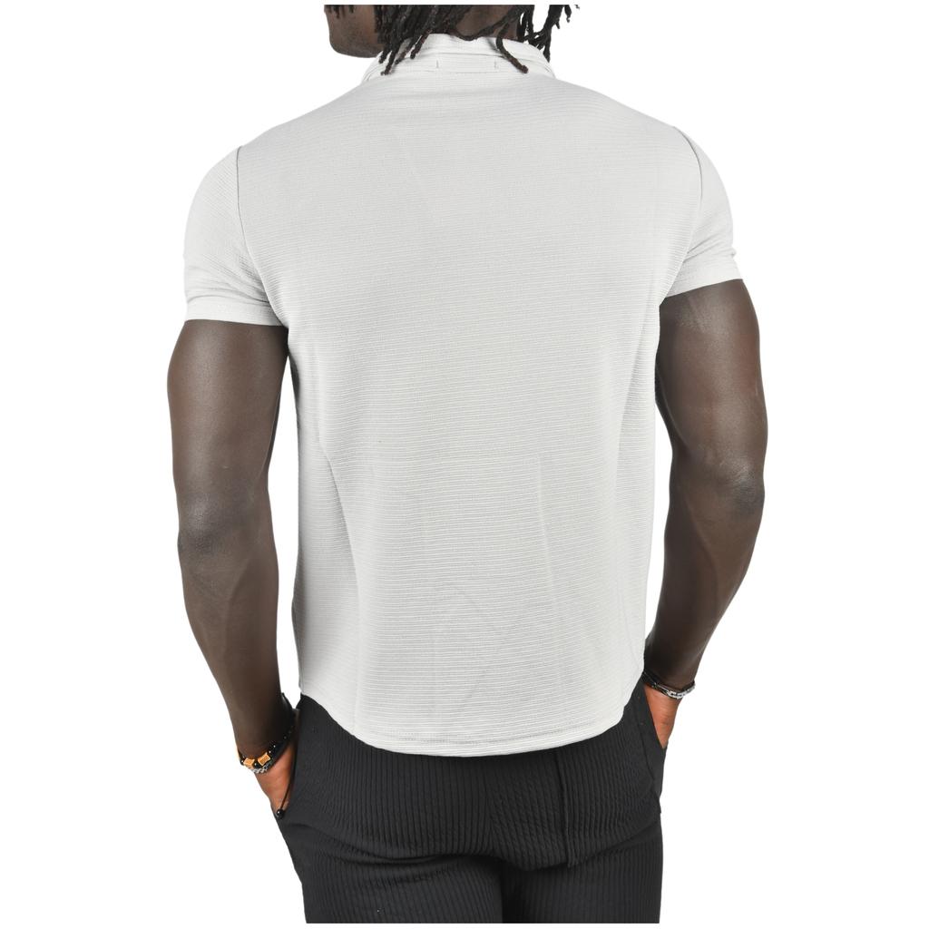 DeepSEA Slim Fit Lycra Horizontal Stripe Patterned Short Sleeve Shirt 2403241