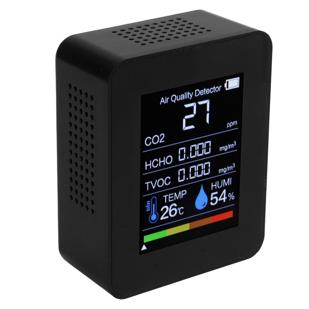 5 In 1 Air Quality Monitor Digital Portable Carbon Dioxide Detector TVOC HCHO Temperature Humidity Tester