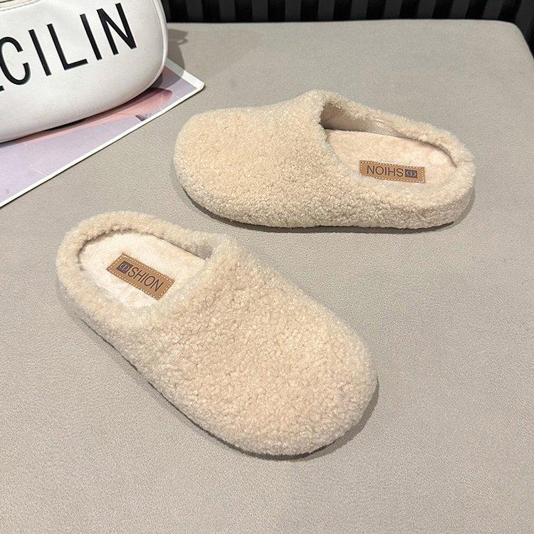 Cotton slippers 2026 new fashion lamb wool Baotou hairy slippers for women autumn and winter
