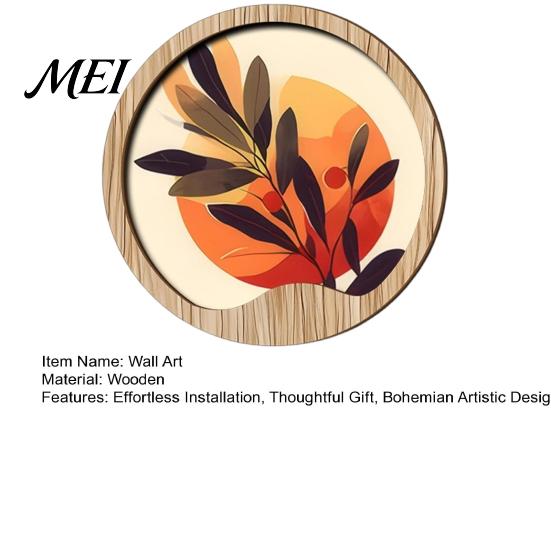 Nature Art Prints for Home Wall Nordic Wooden Sign, Round Botanical Landscape Hanging Decor Living Unique Housewarming Gifts Friends Room Bedroom,
