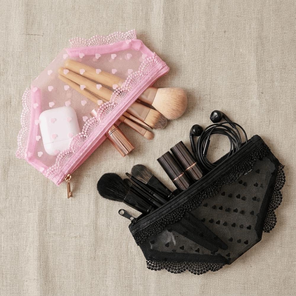 Mesh Briefs Shape Cosmetic Bag Korean Style Decorative Mesh Toiletry Bag with Zipper Jewelry Organizer Travel Storage Bag