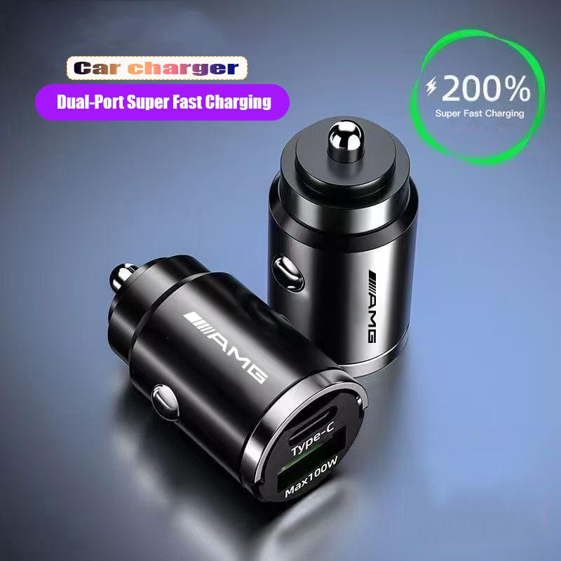 100W Laser Sticker Label Car Fast Charger USB Type-C Port Power Adapter Accessories For Mercedes Benz AMG A B C E G CLA GLA W211