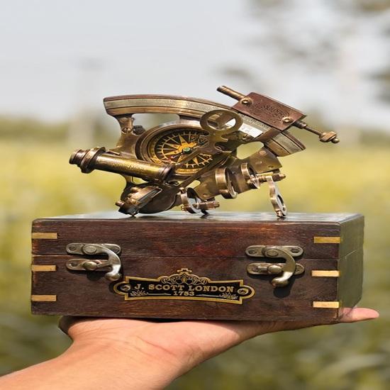 Nautical Brass Working Sextant with Two Telescope,Maritime J. Scott London 1753 Sextant Instrument, Gift for Graduation