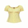 Summer Lace Collar Puff Sleeve Shirt Fashionable Striped Slim Versatile Short-sleeved Top