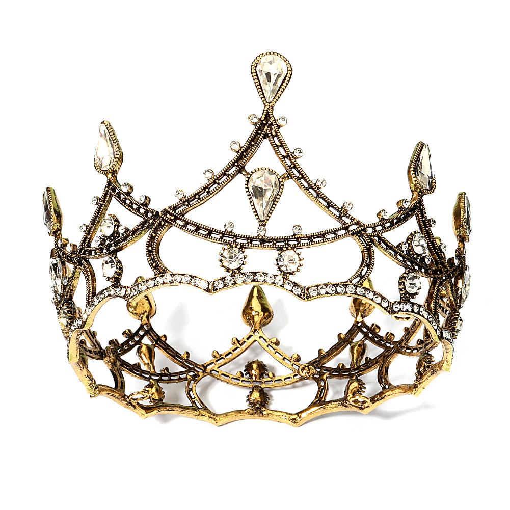 Halloween Party Fairytale Kingdom Happy Wedding Retro Color Crystal Rhinestone Tiaras Coronas Bride Wedding Crown for Bride