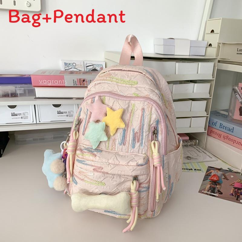 

Girl Backpack School Bag With Nylon Material For Middle School Students Pink Small