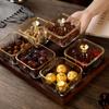 Cover European Creative Snack tray Melons Seeds Glass Sugar Packed Fruit Plate Golden gold Candy Nuts transparent Fruit Box