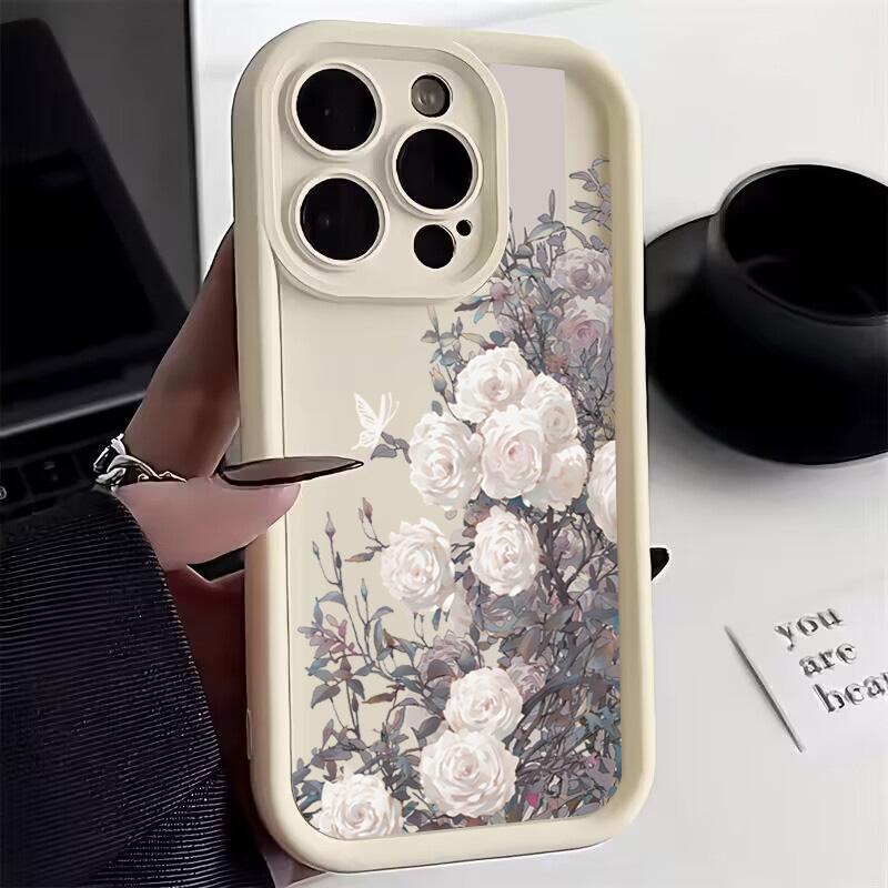 

Retro Blue Floral Art Print Phone Case for iPhone 17 16 15 14 13 12 11 Series Pro Max Plus Double Layer Protection iphone 15