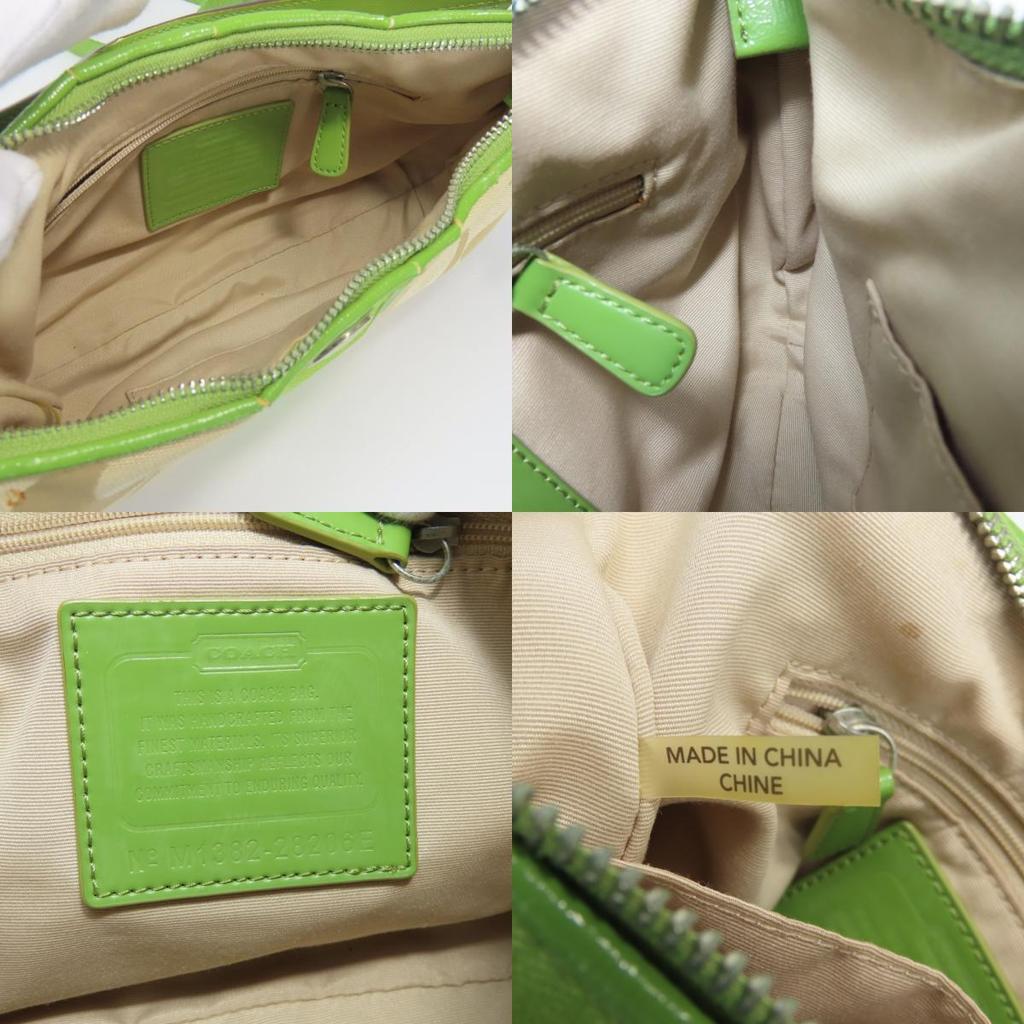Gebruikte COACH Schoudertas 28206E canvas/leer beige groen één riem