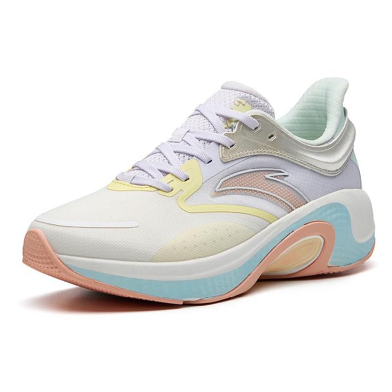 Anta Cushioned Anti-Slip Wear-Resistant Breathable Lightweight Low-Top Running Shoes Women's White Blue Purple Sneakers 122235556-4
